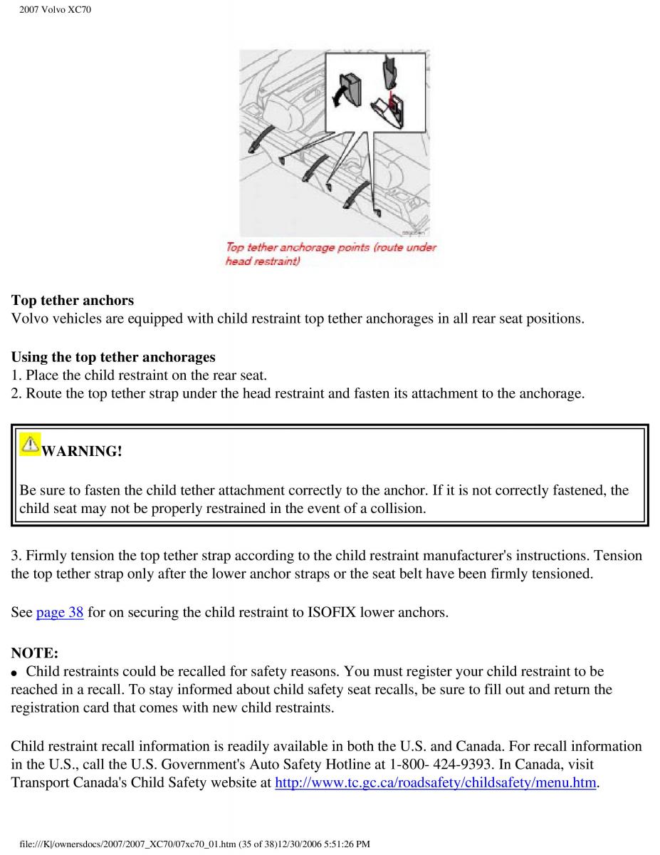 Volvo XC70 Cross Country 2007 owners manual / page 41