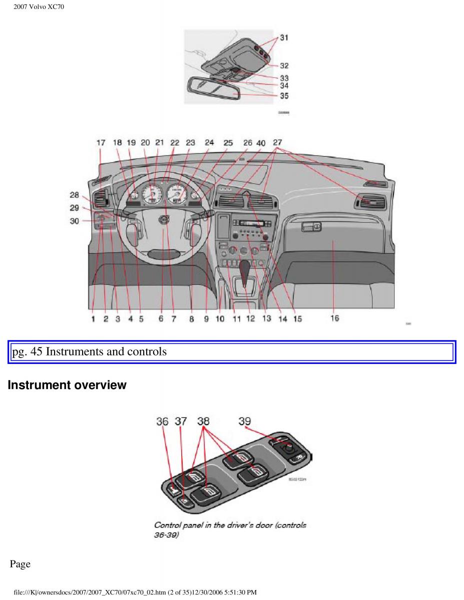 Volvo XC70 Cross Country 2007 owners manual / page 46