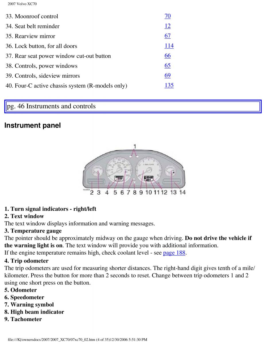 Volvo XC70 Cross Country 2007 owners manual / page 48