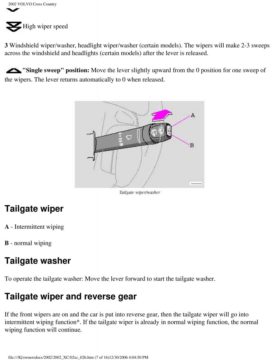 Volvo XC70 Cross Country owners manual / page 56