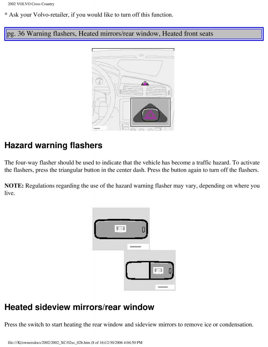 Volvo XC70 Cross Country owners manual / page 57