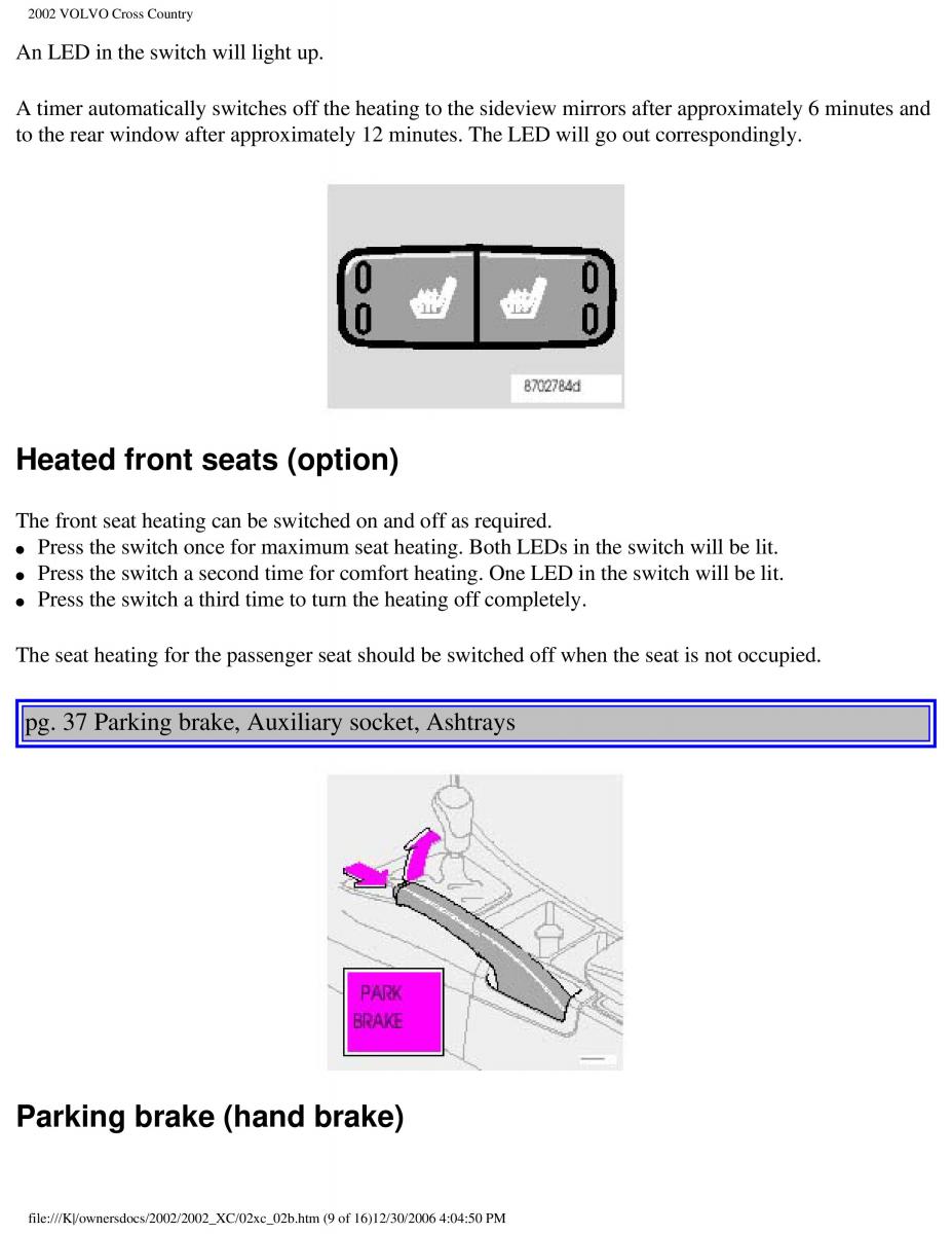 Volvo XC70 Cross Country owners manual / page 58