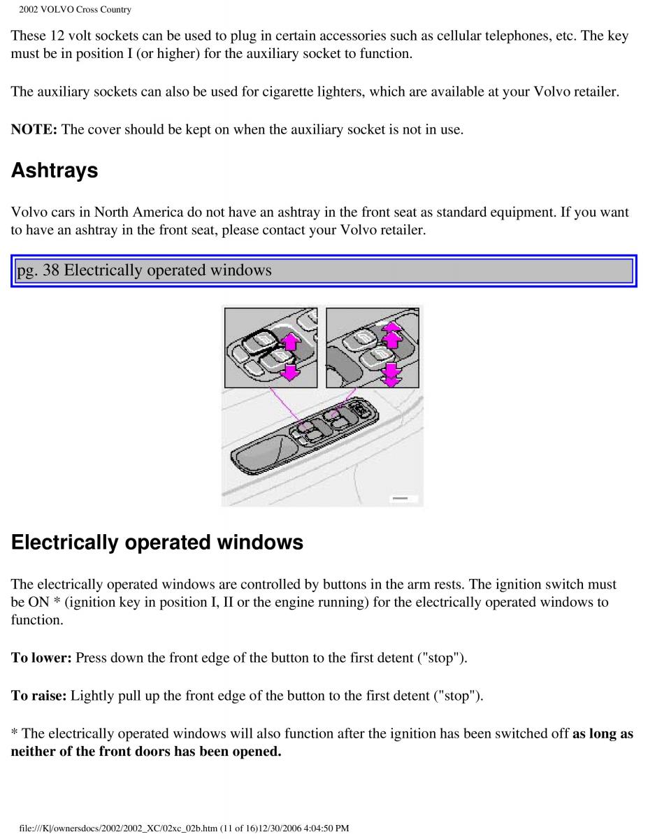 Volvo XC70 Cross Country owners manual / page 60