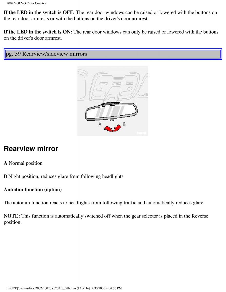 Volvo XC70 Cross Country owners manual / page 62