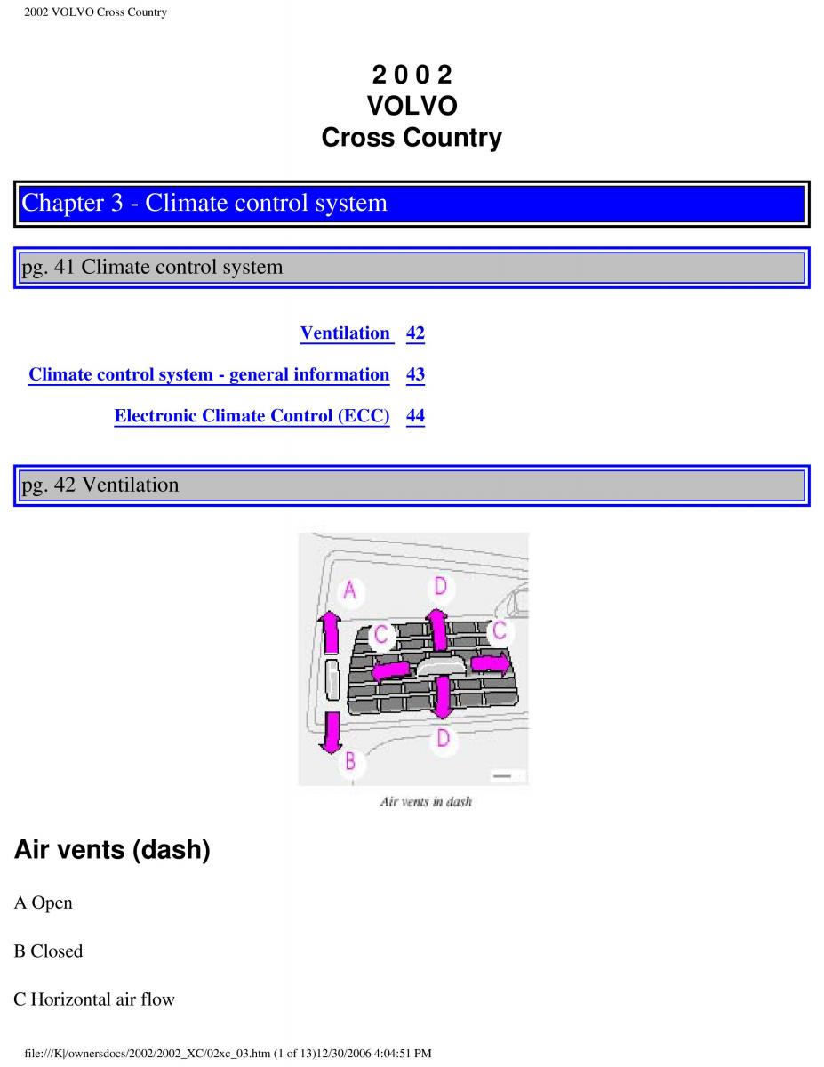 Volvo XC70 Cross Country owners manual / page 66