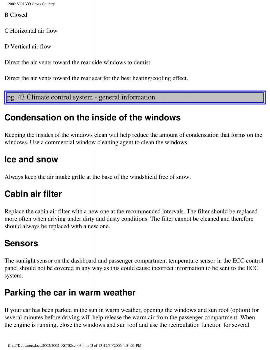 Volvo XC70 Cross Country owners manual / page 68