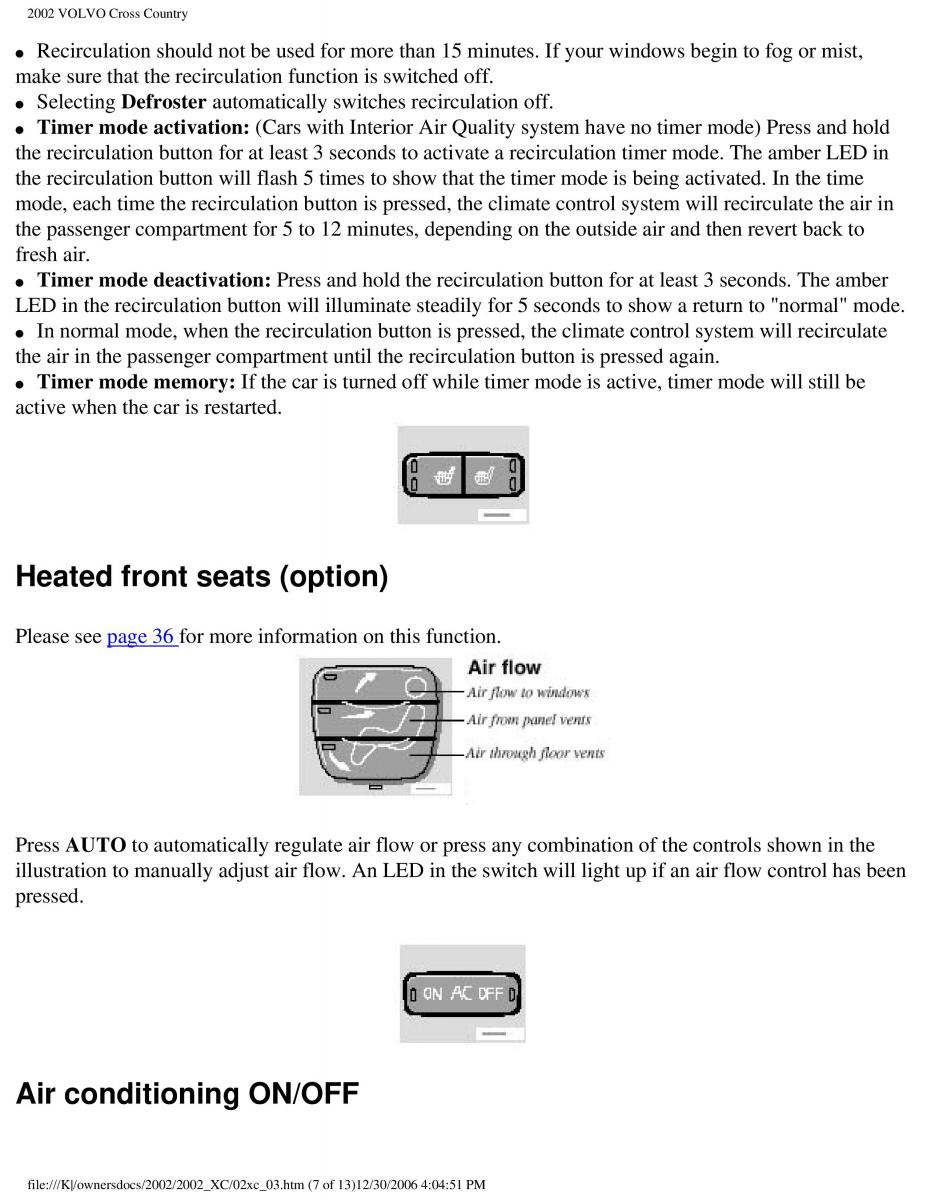 Volvo XC70 Cross Country owners manual / page 72