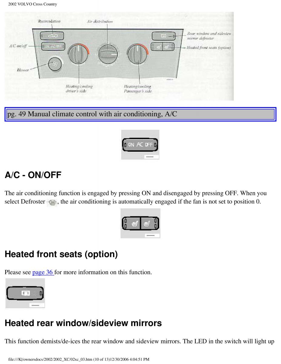 Volvo XC70 Cross Country owners manual / page 75