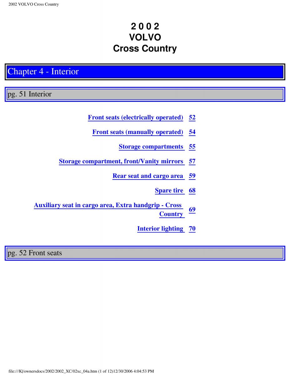 Volvo XC70 Cross Country owners manual / page 79