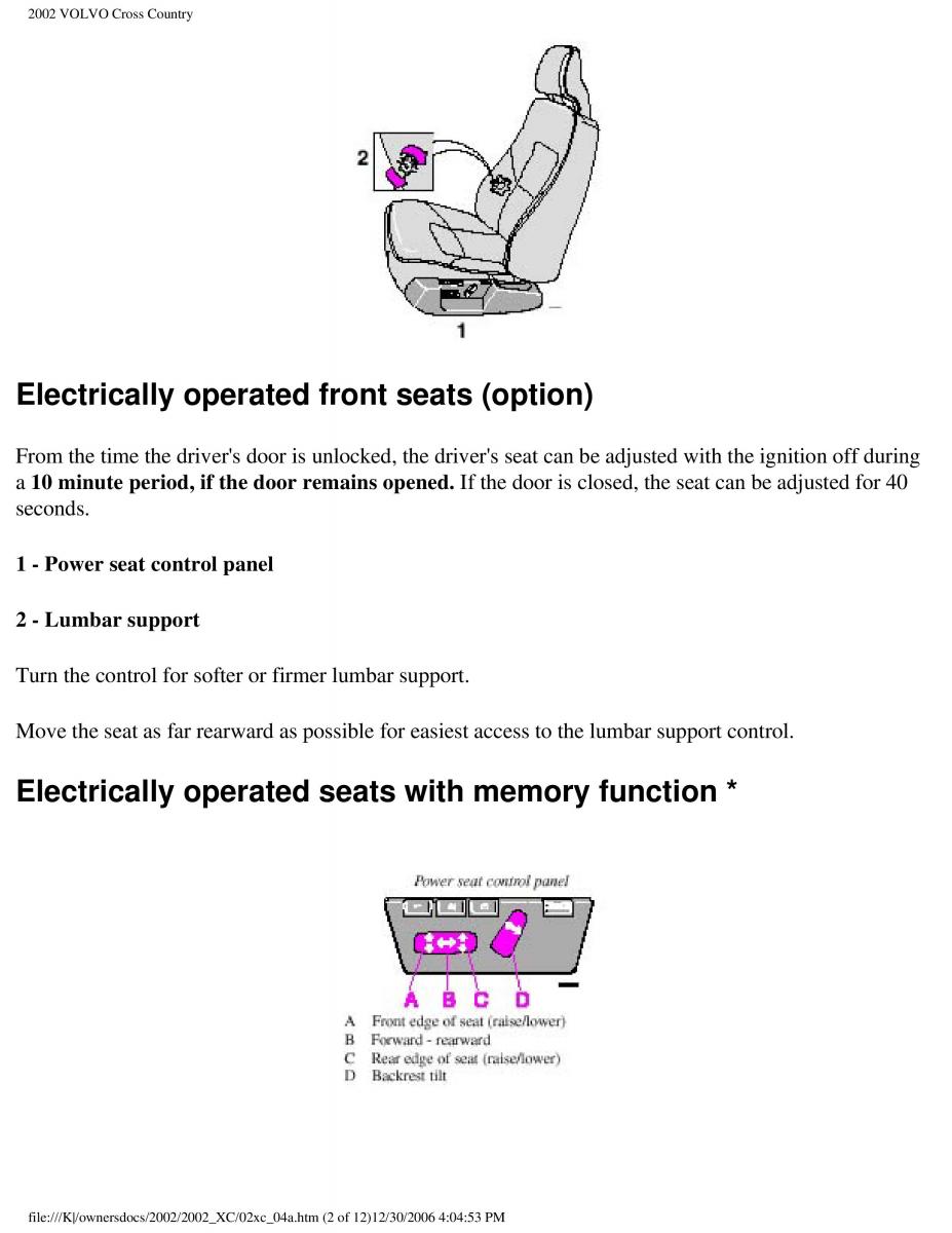 Volvo XC70 Cross Country owners manual / page 80