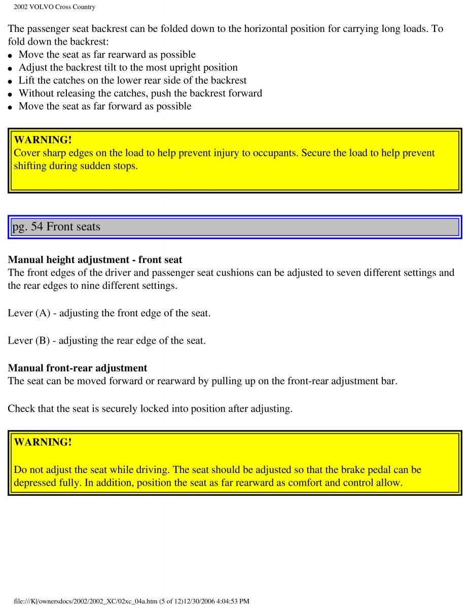 Volvo XC70 Cross Country owners manual / page 83