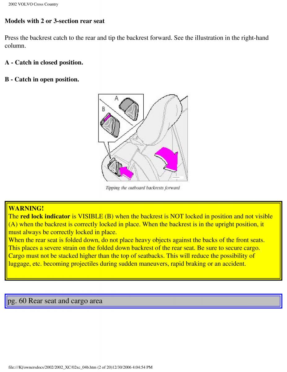 Volvo XC70 Cross Country owners manual / page 92