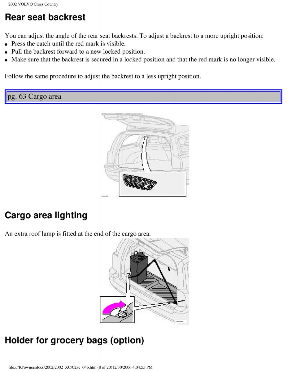 Volvo XC70 Cross Country owners manual / page 98