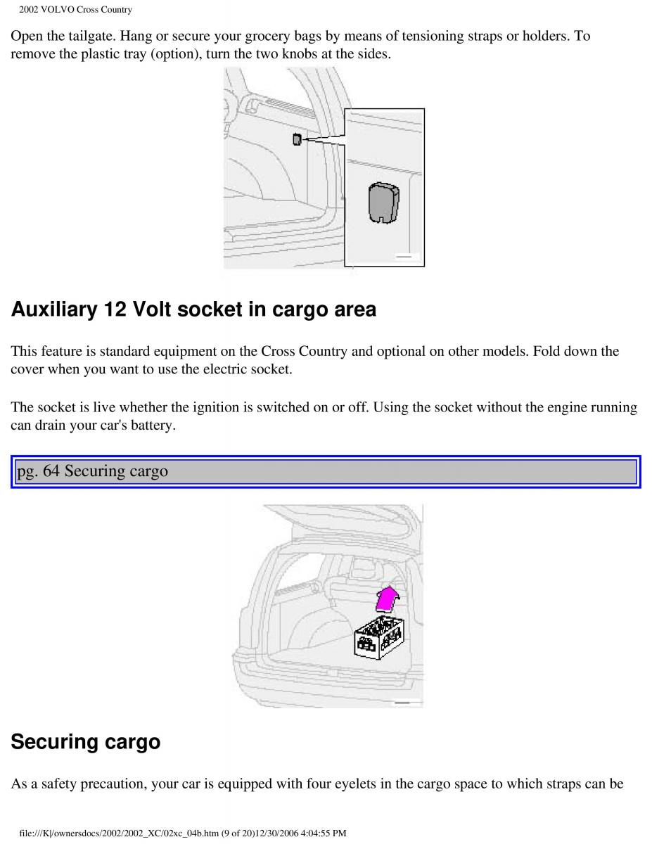 Volvo XC70 Cross Country owners manual / page 99