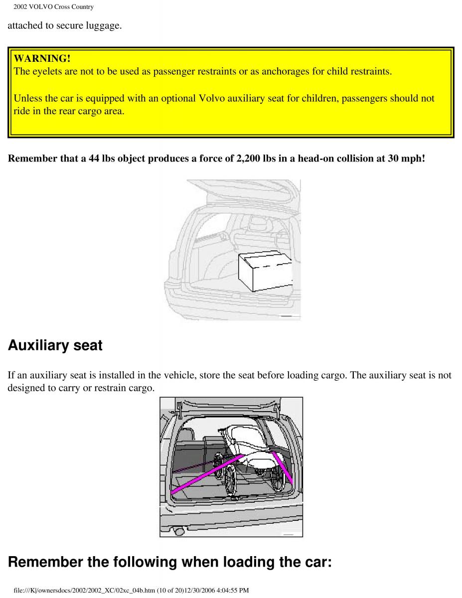 Volvo XC70 Cross Country owners manual / page 100