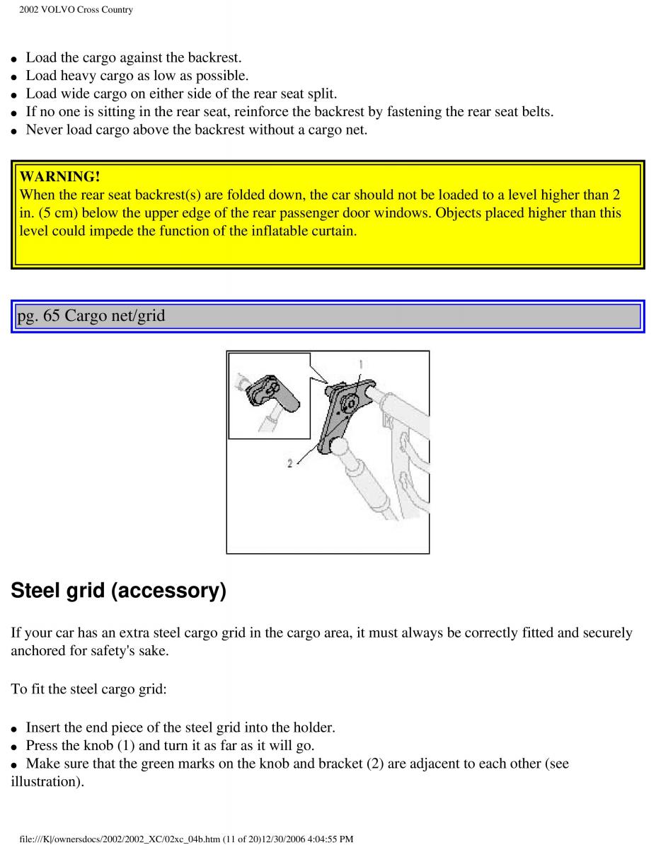 Volvo XC70 Cross Country owners manual / page 101