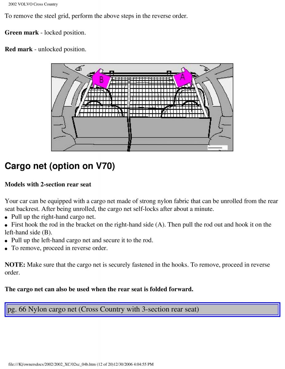 Volvo XC70 Cross Country owners manual / page 102