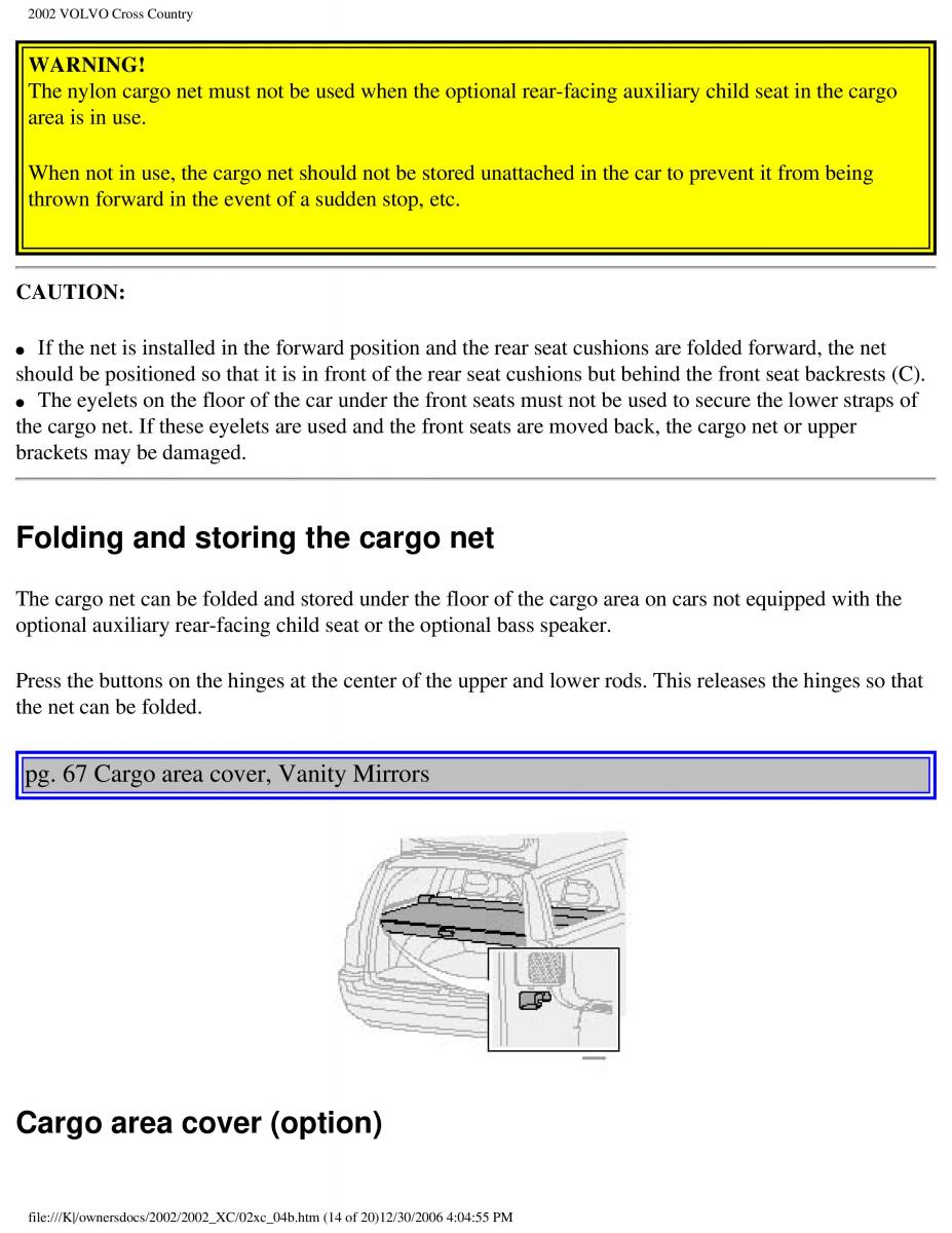 Volvo XC70 Cross Country owners manual / page 104