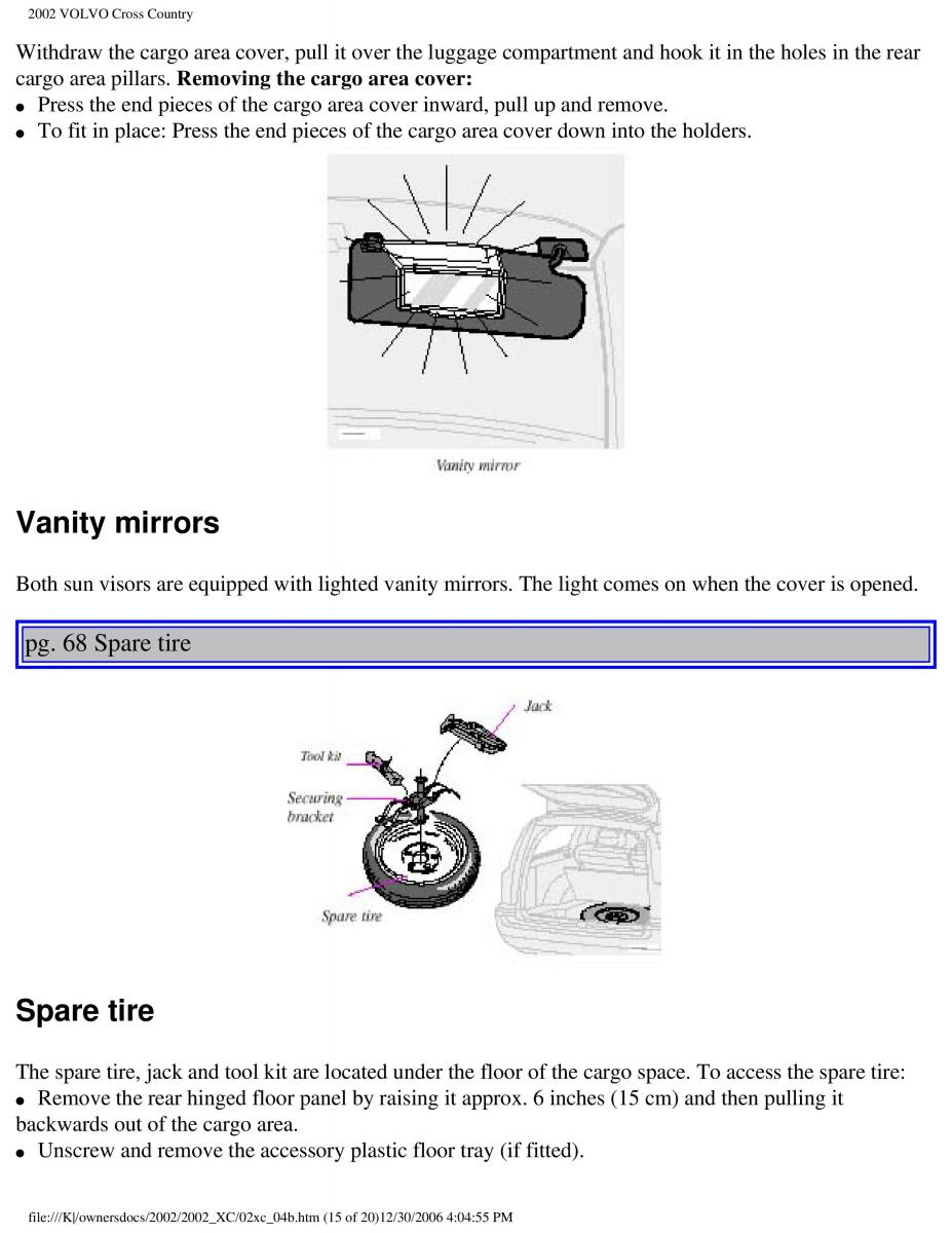 Volvo XC70 Cross Country owners manual / page 105