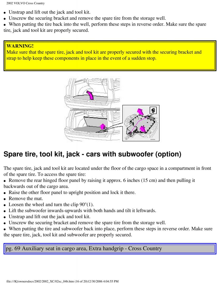 Volvo XC70 Cross Country owners manual / page 106