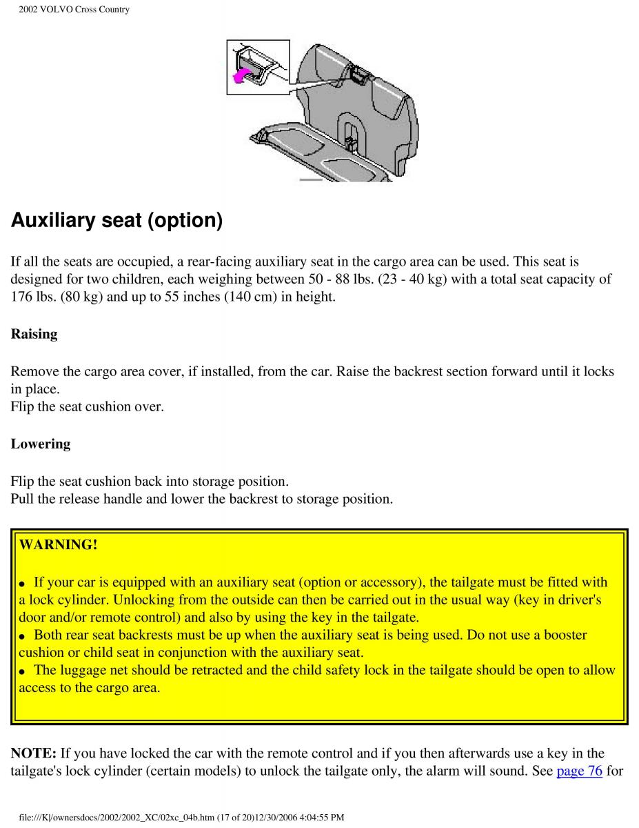 Volvo XC70 Cross Country owners manual / page 107