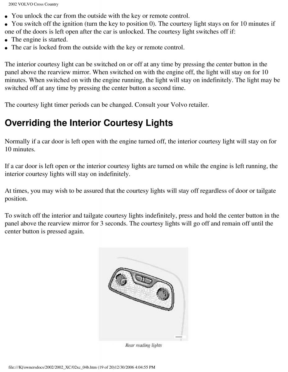 Volvo XC70 Cross Country owners manual / page 109