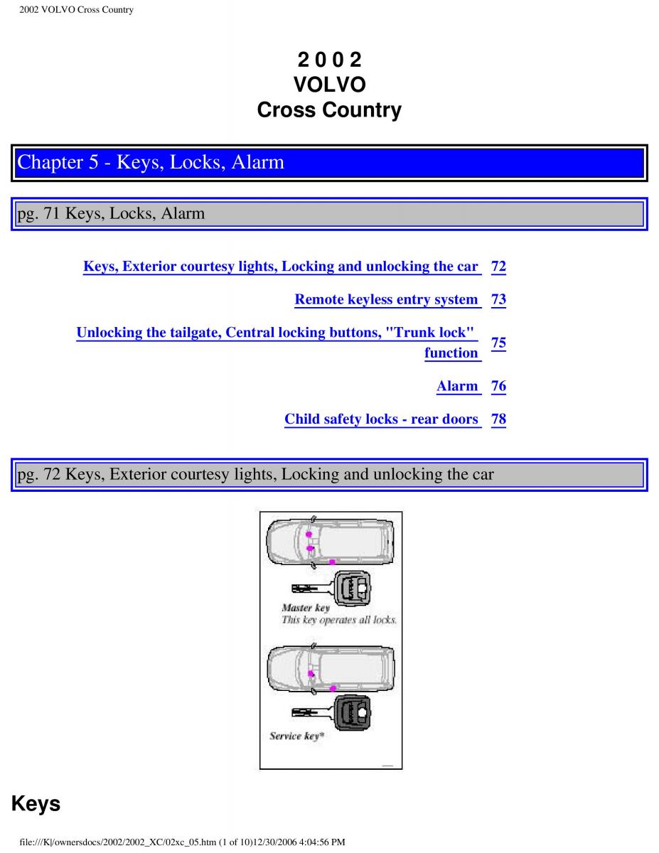 Volvo XC70 Cross Country owners manual / page 111