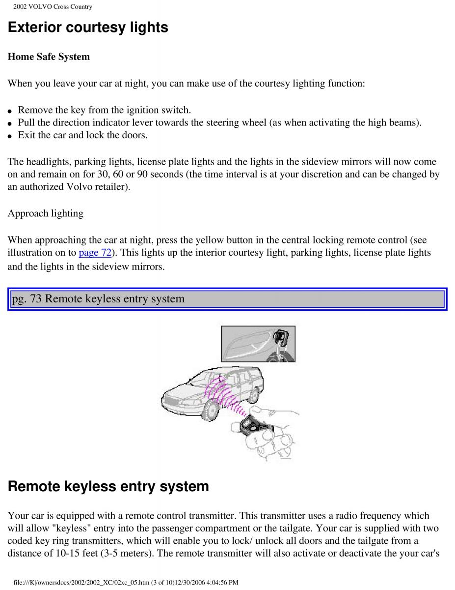 Volvo XC70 Cross Country owners manual / page 113