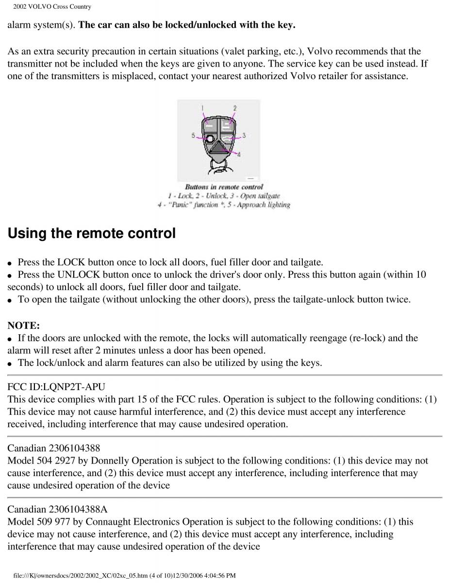 Volvo XC70 Cross Country owners manual / page 114