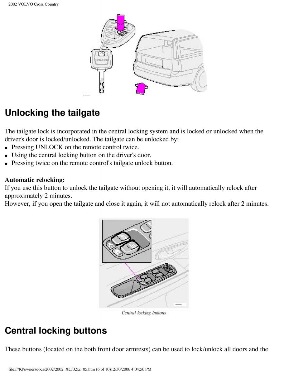 Volvo XC70 Cross Country owners manual / page 116