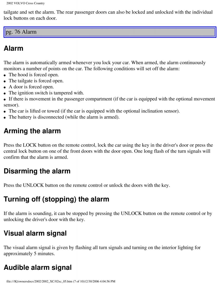 Volvo XC70 Cross Country owners manual / page 117