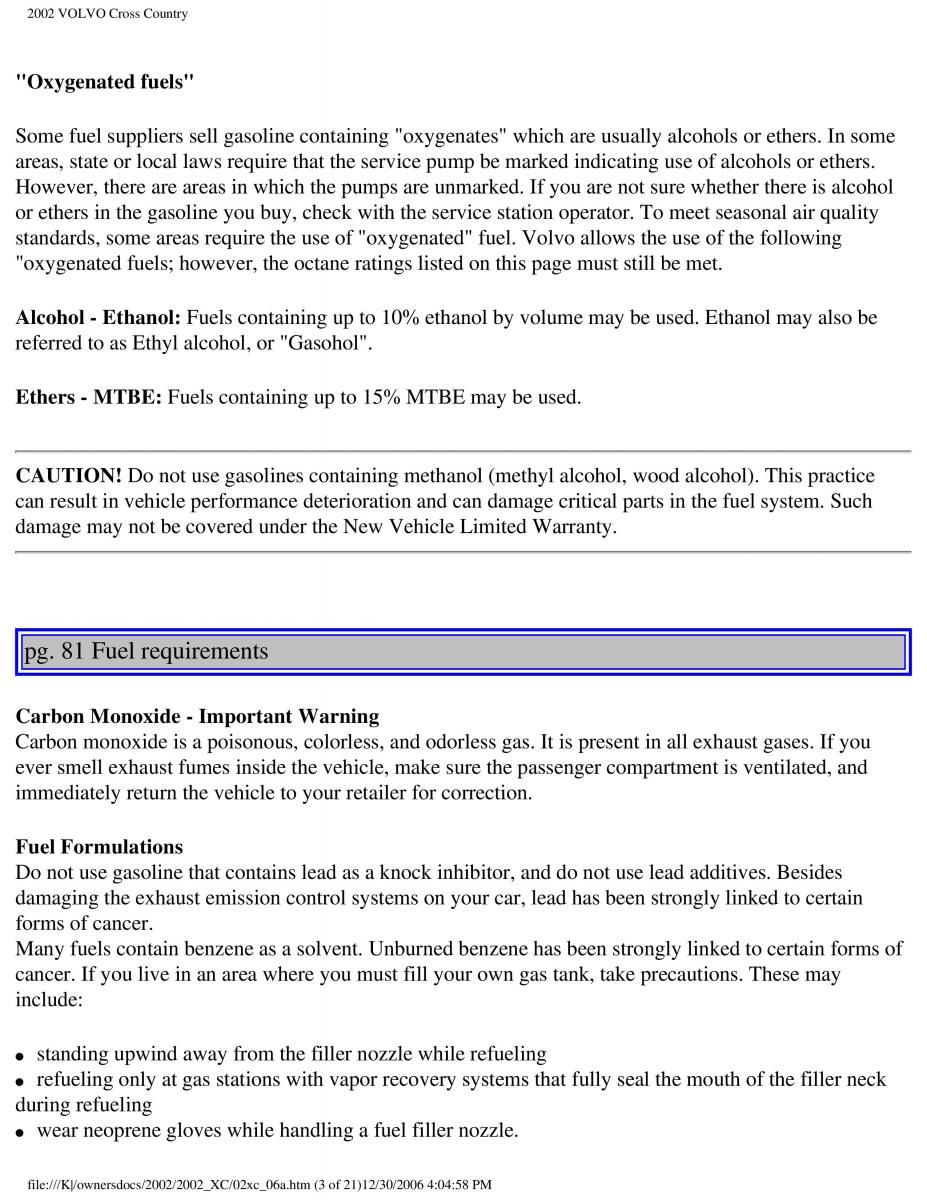 Volvo XC70 Cross Country owners manual / page 123