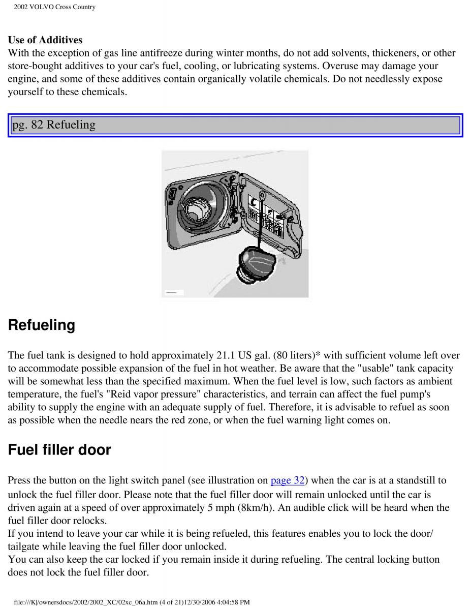 Volvo XC70 Cross Country owners manual / page 124