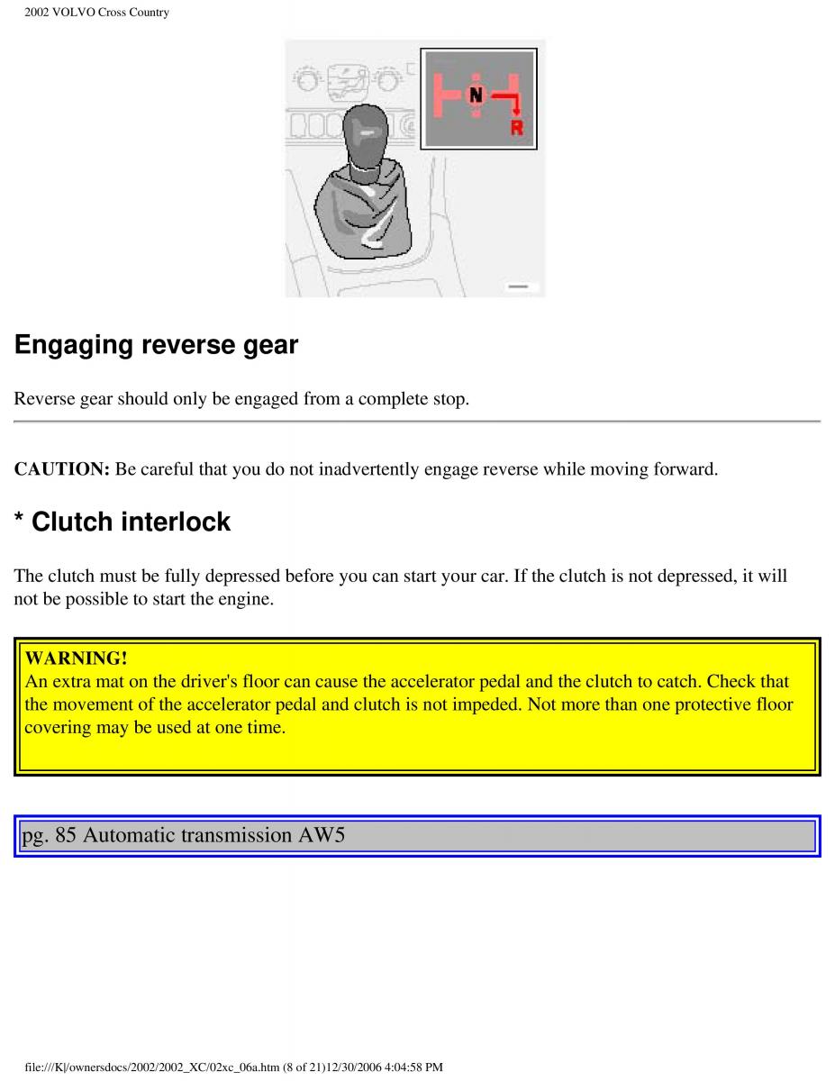 Volvo XC70 Cross Country owners manual / page 128