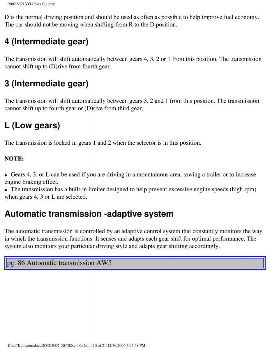 Volvo XC70 Cross Country owners manual / page 130