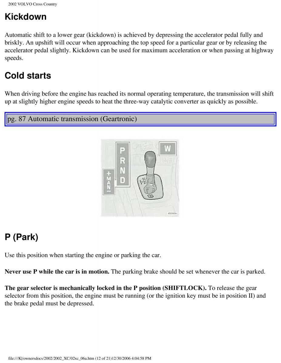 Volvo XC70 Cross Country owners manual / page 132