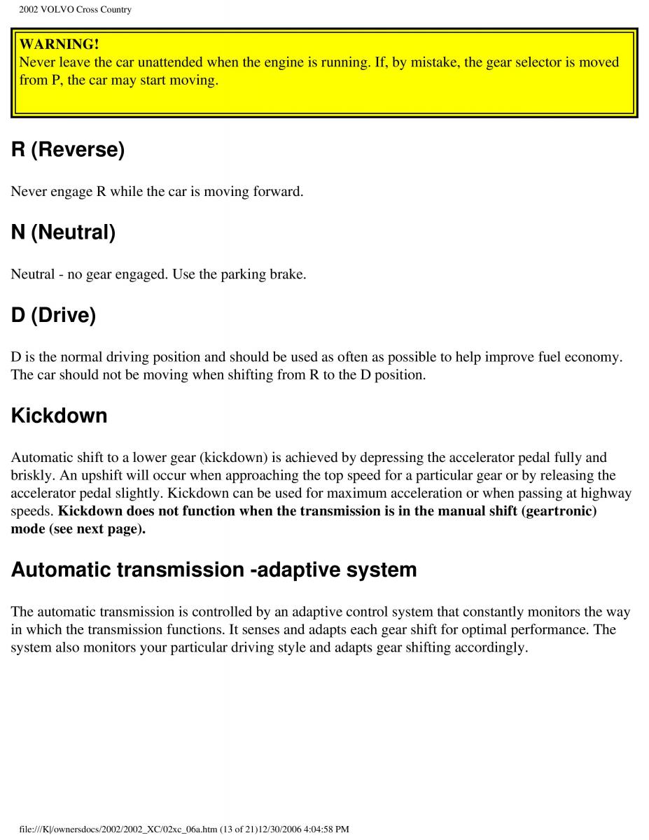 Volvo XC70 Cross Country owners manual / page 133