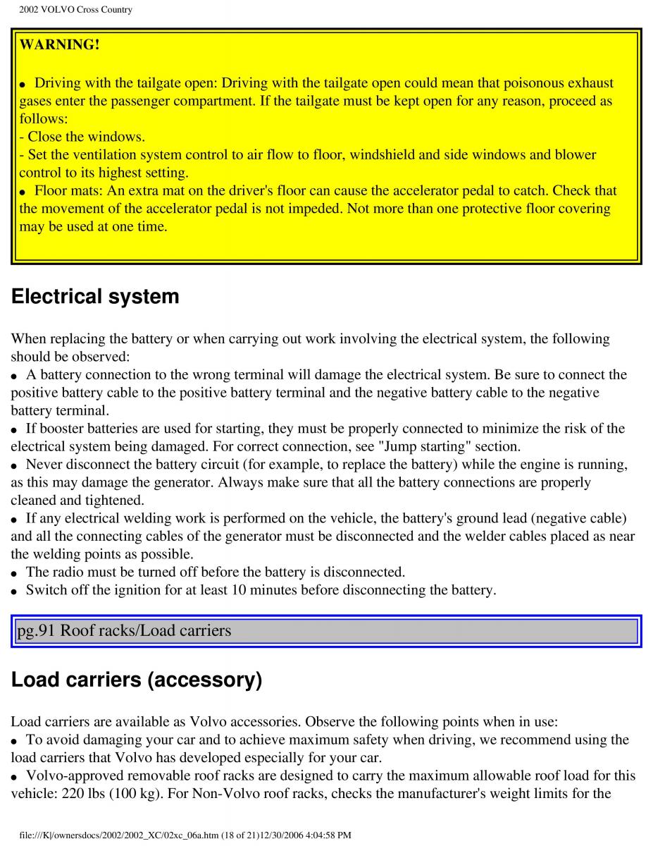 Volvo XC70 Cross Country owners manual / page 138