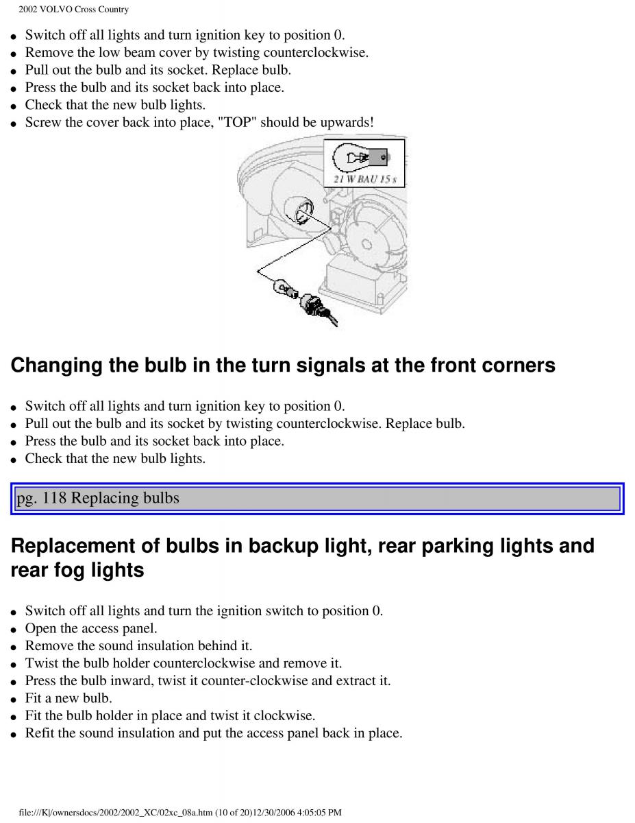 Volvo XC70 Cross Country owners manual / page 174