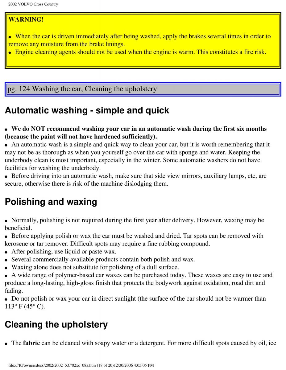 Volvo XC70 Cross Country owners manual / page 182