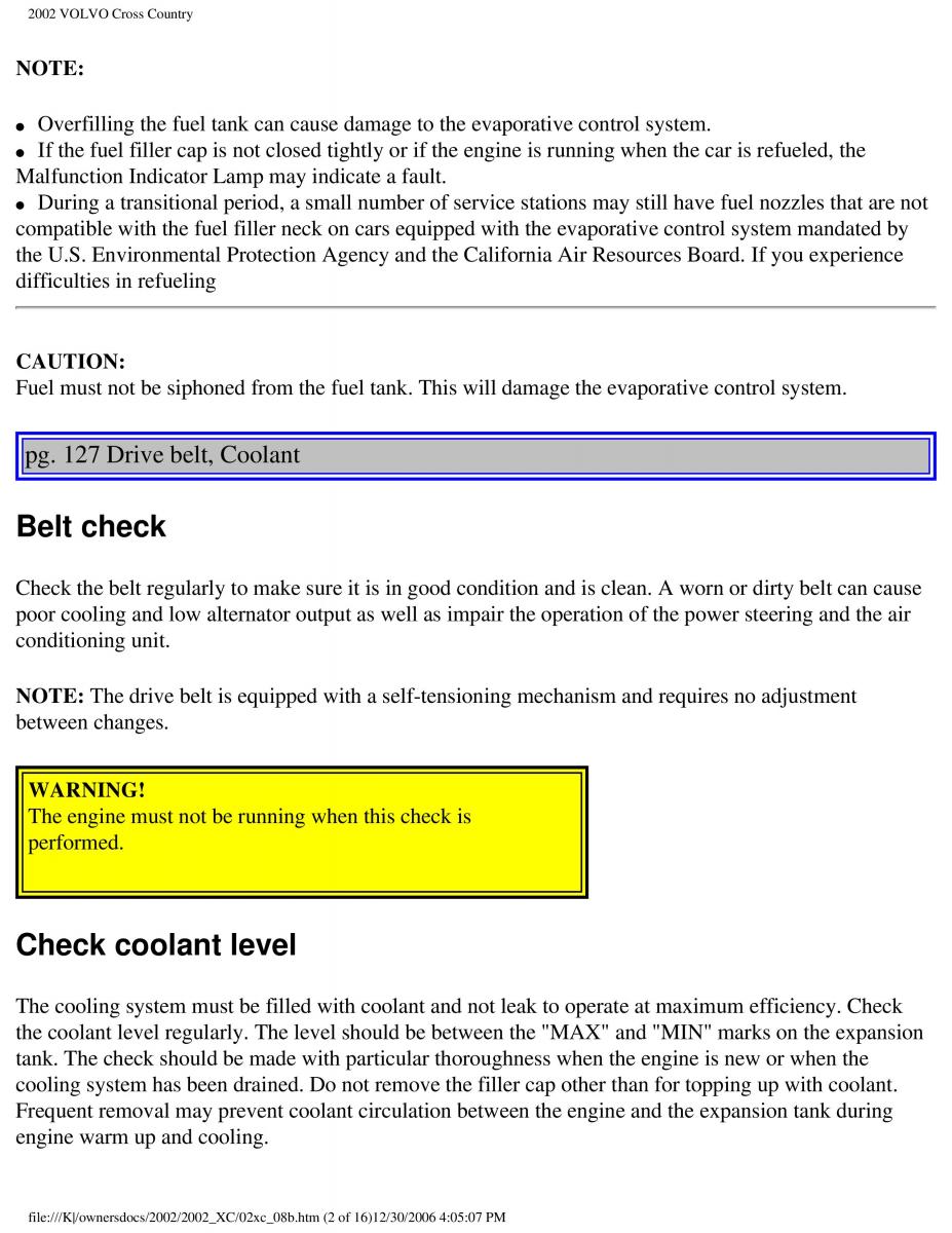 Volvo XC70 Cross Country owners manual / page 186