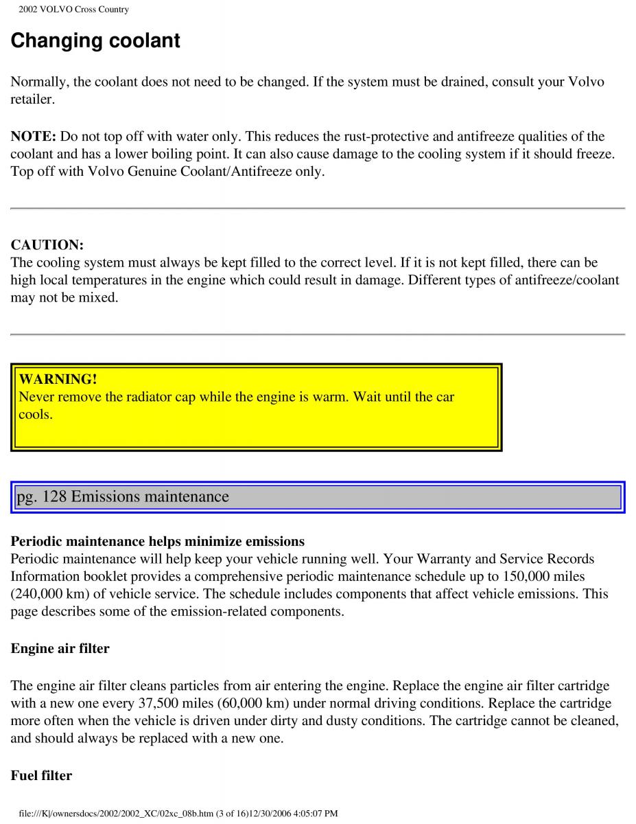 Volvo XC70 Cross Country owners manual / page 187