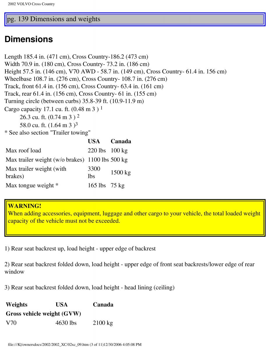 Volvo XC70 Cross Country owners manual / page 203