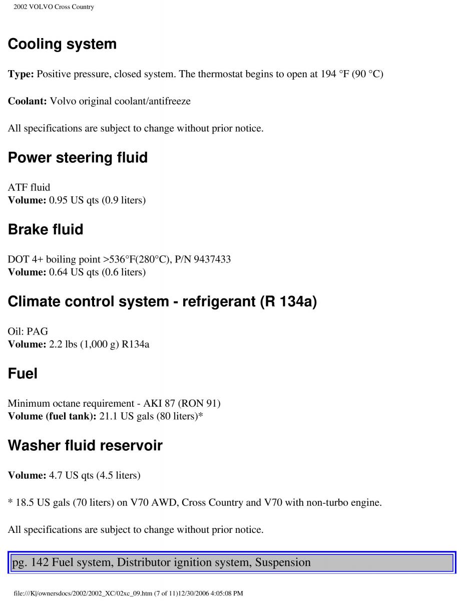 Volvo XC70 Cross Country owners manual / page 207