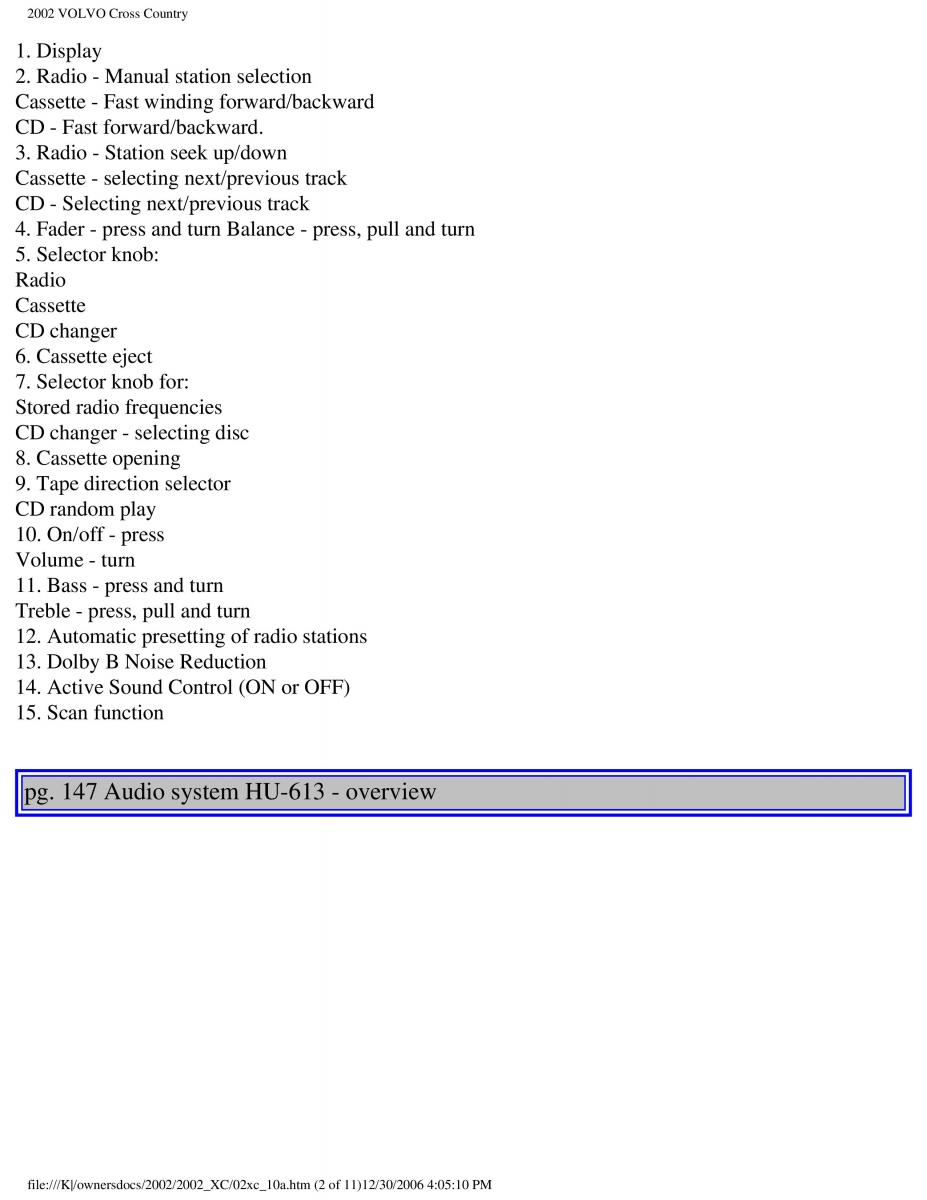 Volvo XC70 Cross Country owners manual / page 213