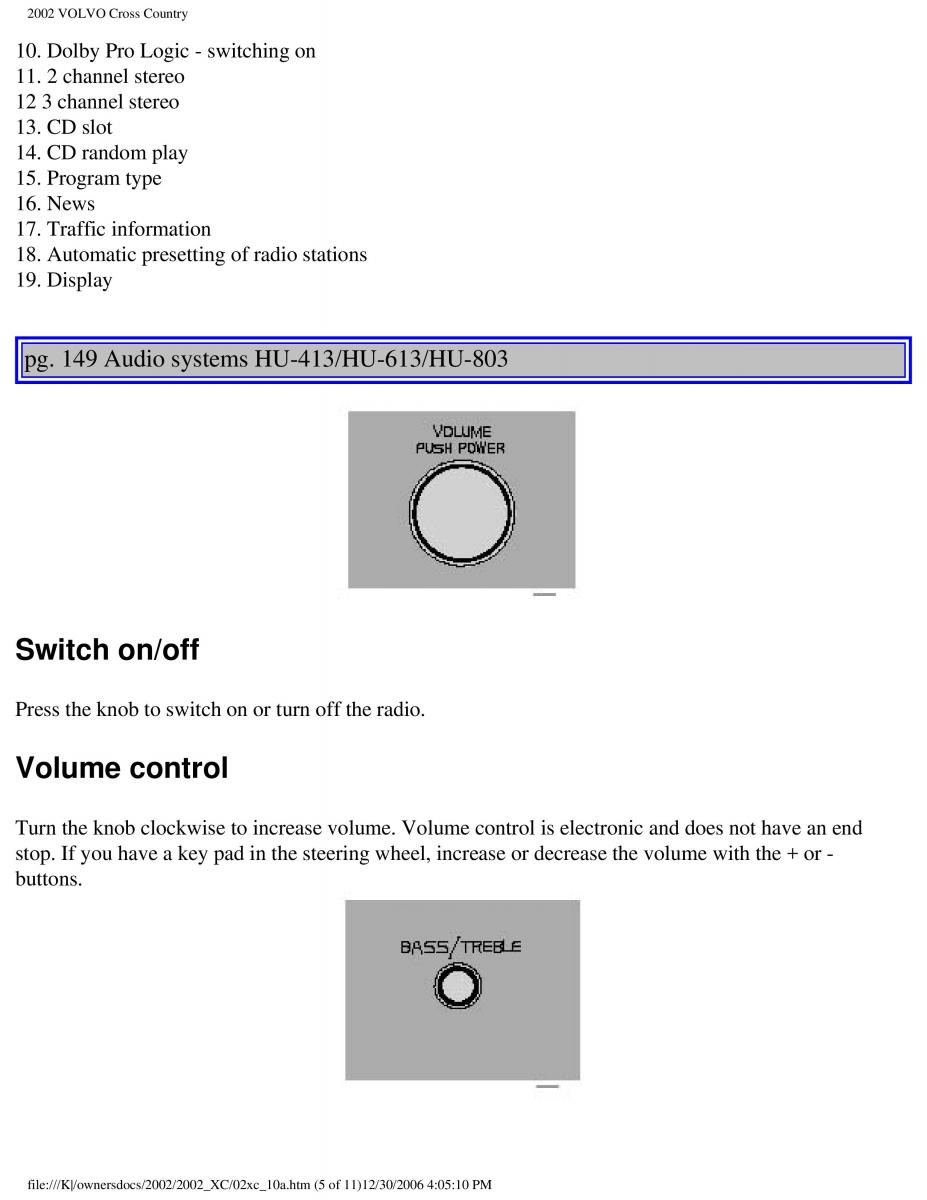 Volvo XC70 Cross Country owners manual / page 216