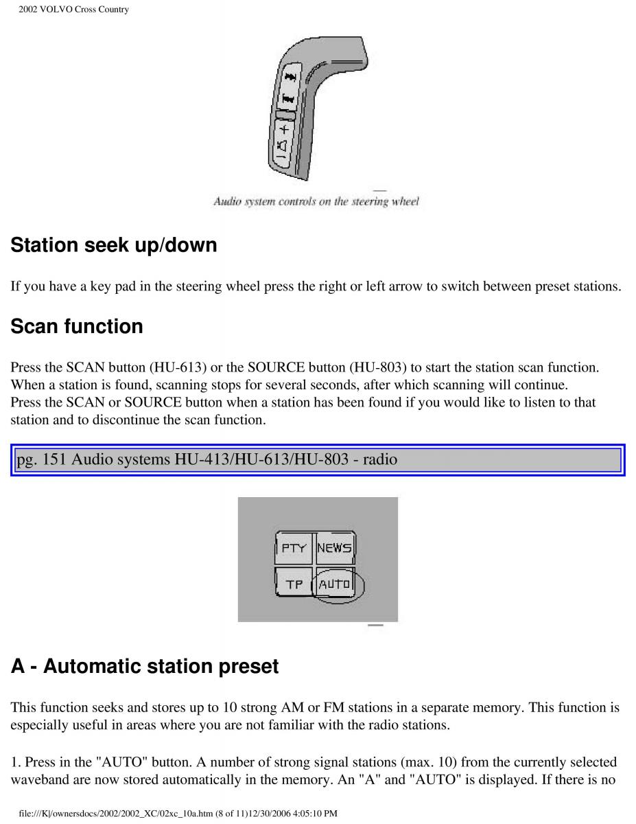 Volvo XC70 Cross Country owners manual / page 219