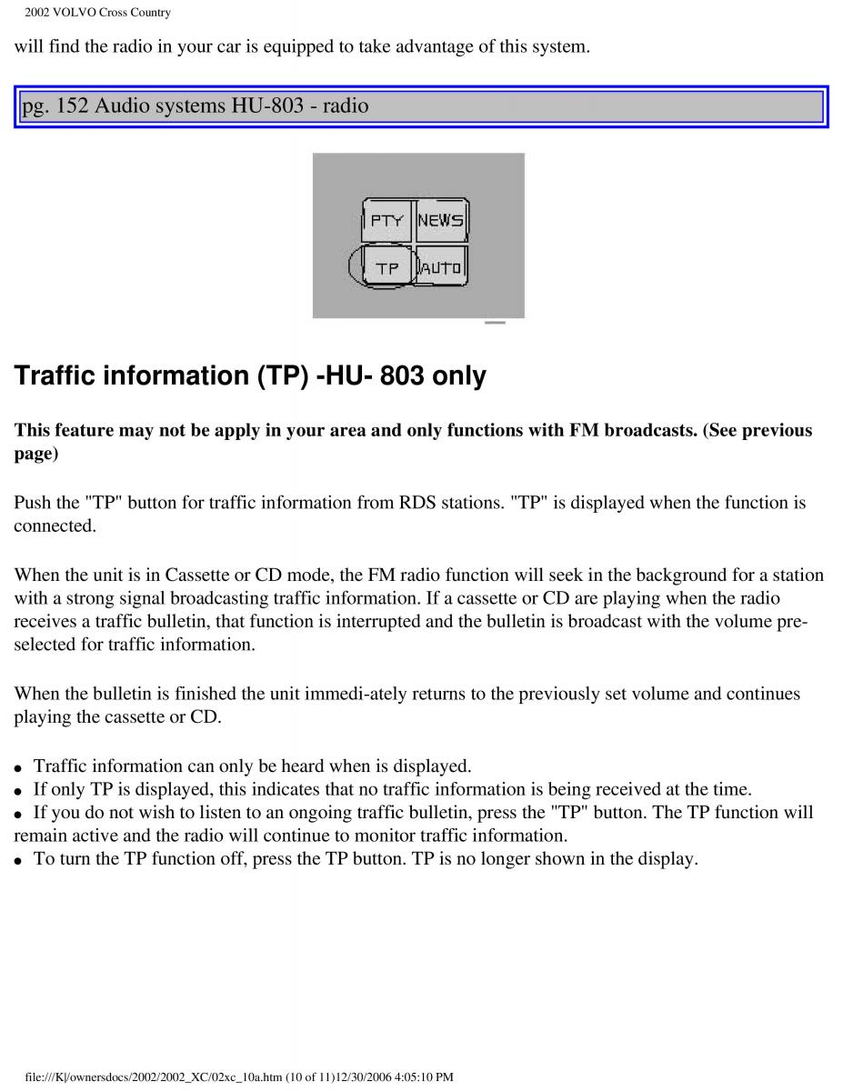 Volvo XC70 Cross Country owners manual / page 221