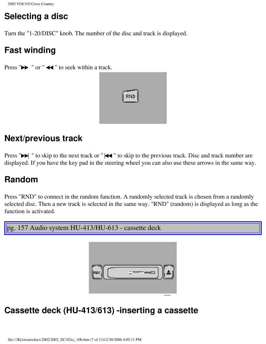 Volvo XC70 Cross Country owners manual / page 229