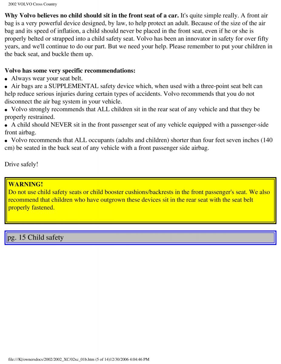 Volvo XC70 Cross Country owners manual / page 26